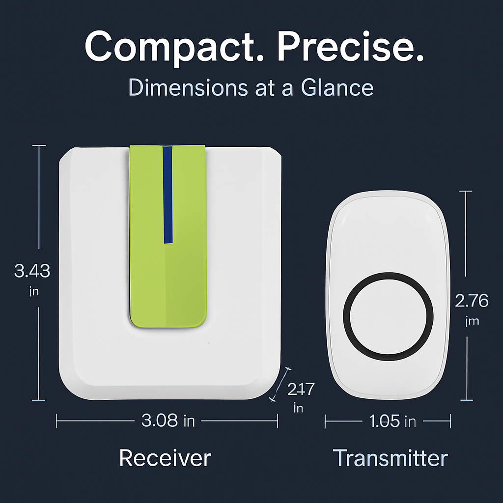 Wireless Doorbells Rings 1000FT Operating Range IP44 Waterproof Door Chime W/ 1 Plug Receiver Chimes 52 Melodies LED Indicator Bells for Office Apartm