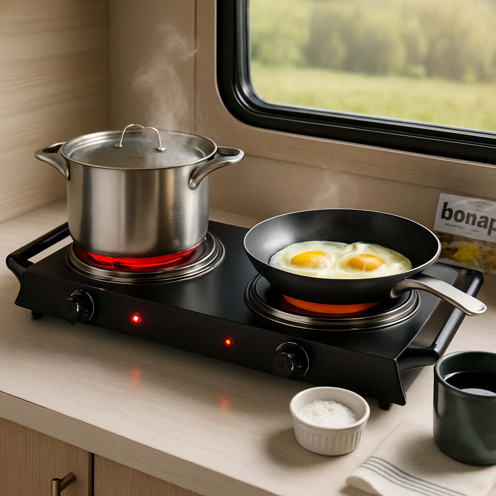 1000W Electric Single Burner Portable Heating Hot Plate Stove Countertop RV Hotplate with 5 Temperature Stepless Adjustments Portable Handles