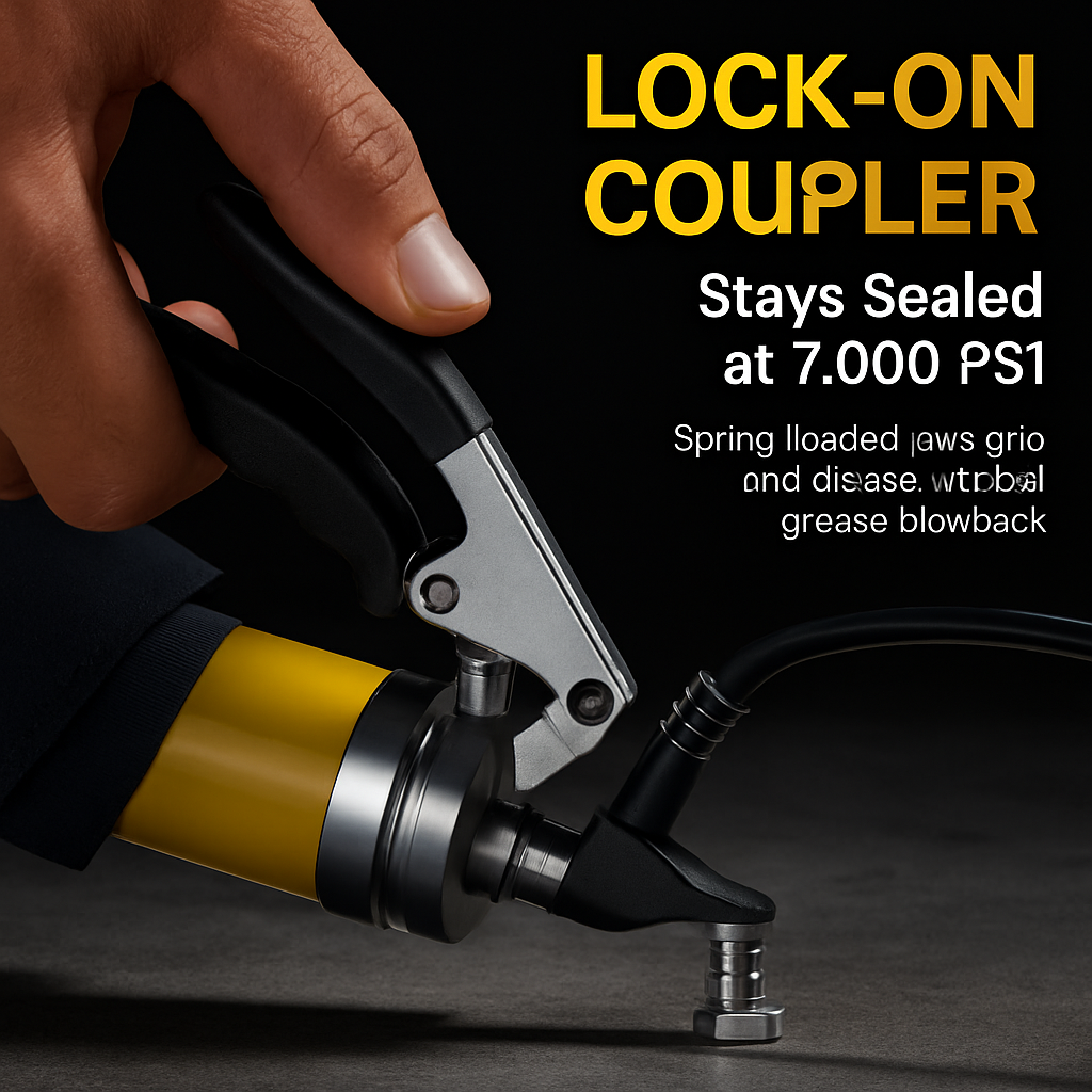 Grease Gun Kit with Lock Coupler and Flexible Hose