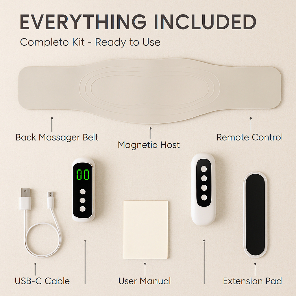 EMS Lower Back Massager Heating Pad Cordless Heating Pad for Back Belly Waist with Remote Magnetic Host 8 Modes 19 Intensity Levels 3 Heating Levels