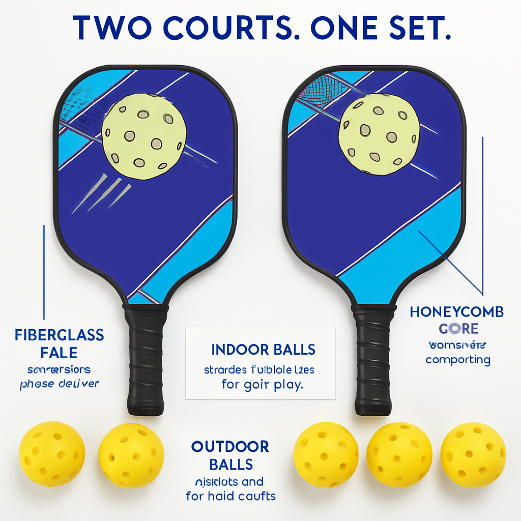 Pickleball Set with Paddles, Balls & Carry Bag