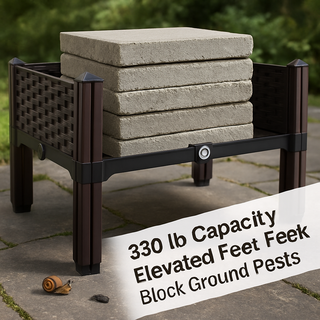 Outdoor Raised Garden Bed with Legs Elevated Planter Box with Self-watering System for Garden Patio Balcony Vegetables Flowers Herbs PP Plastic Box Ea