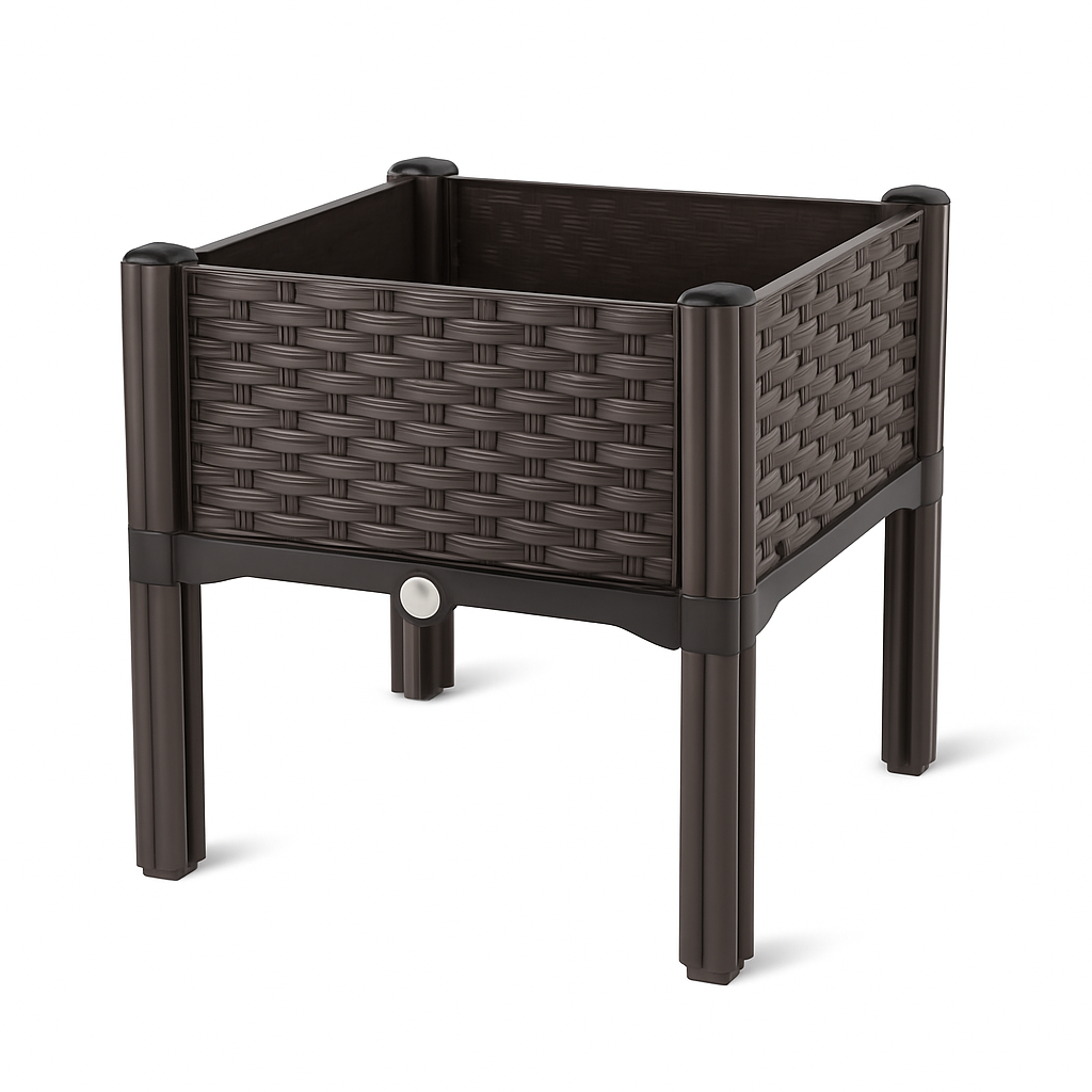 Outdoor Raised Garden Bed with Legs Elevated Planter Box with Self-watering System for Garden Patio Balcony Vegetables Flowers Herbs PP Plastic Box Ea