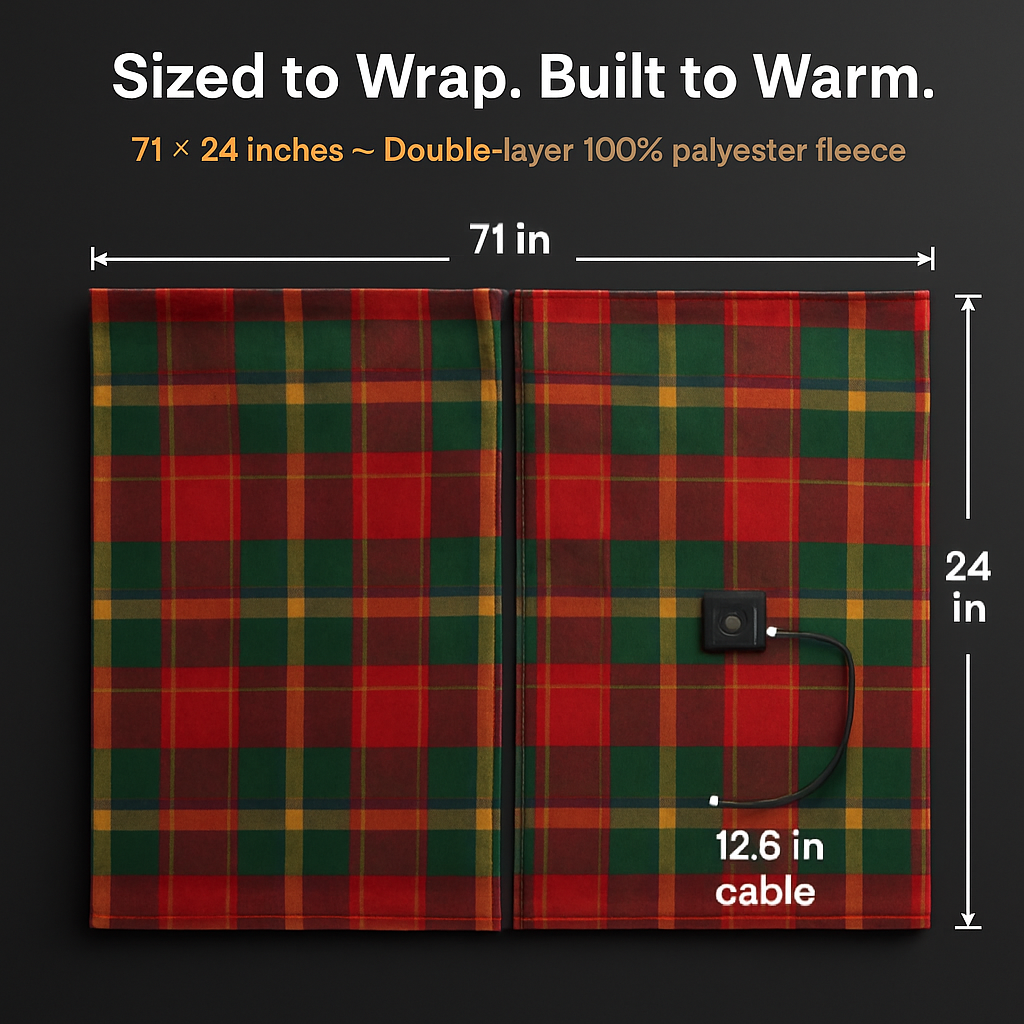 77x24In USB Heated Shawl with Teasel Wearable Heating Blanket Electric Throw Wrap Indoor Outdoor with Zipper 3 Heating Levels Machine Washable for Out