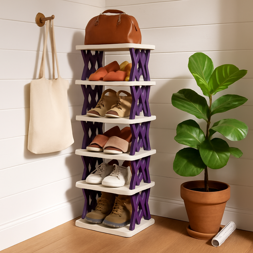 6-Tier Foldable Shoe Rack - Space Saving Organizer
