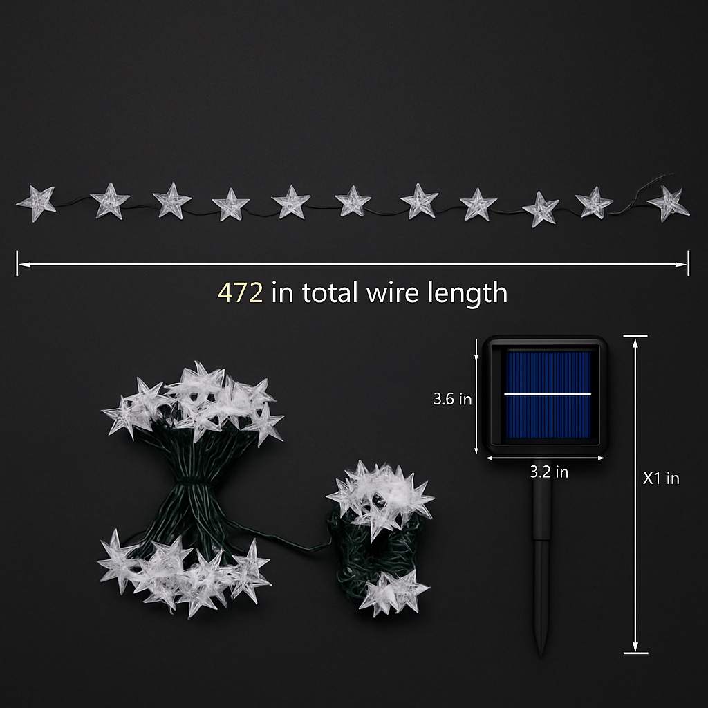 Solar Powered String Lights Fairy Star Lamps