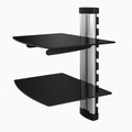 2 Tier Dual Glass Shelf Wall Mount for DVD Players/Cable Boxes/ TV Accessories