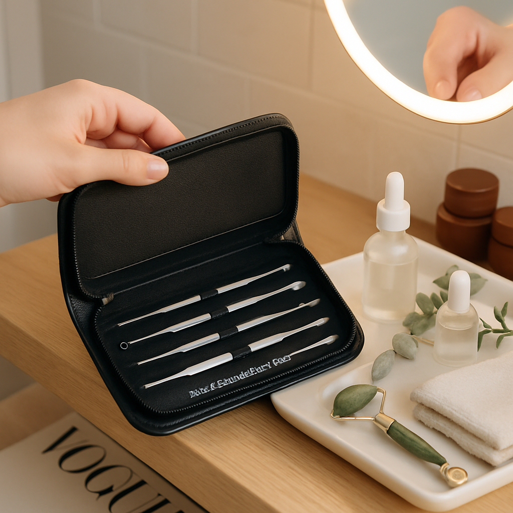 5 Pcs Blackhead Remover Kit Pimple Comedone Extractor Tool Set Stainless Steel Facial Acne Blemish Whitehead Popping Zit Removing for Nose Face Skin C