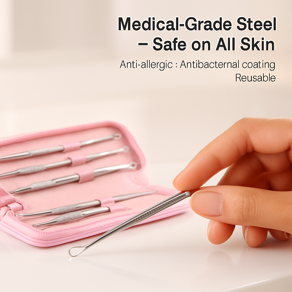5 Pcs Blackhead Remover Kit Pimple Comedone Extractor Tool Set Stainless Steel Facial Acne Blemish Whitehead Popping Zit Removing for Nose Face Skin C