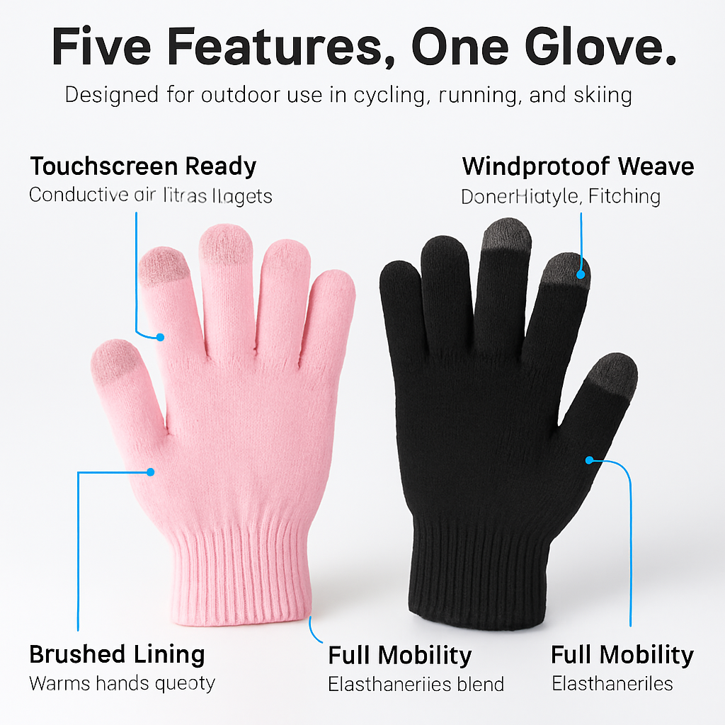 Unisex Winter Knit Gloves Touchscreen Outdoor Windproof Cycling Skiing Warm Gloves