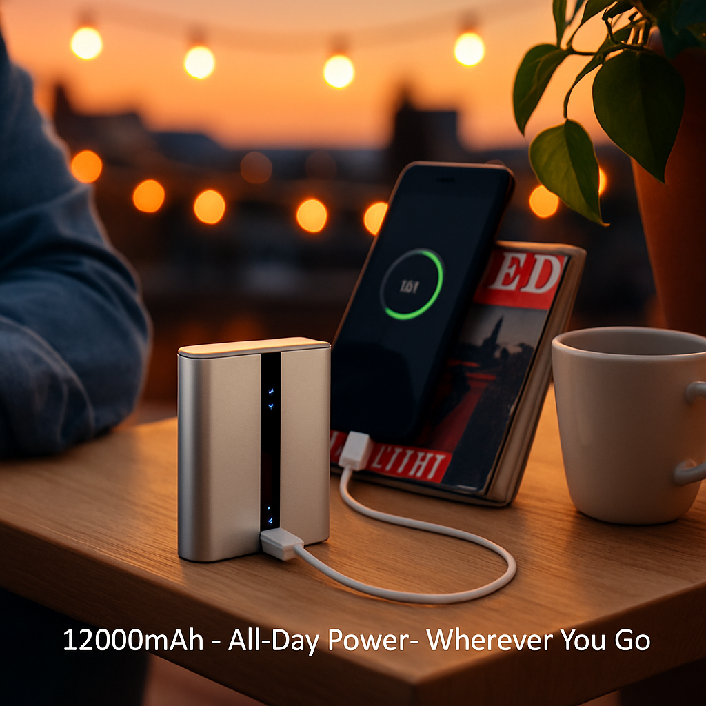 12000mAh Portable Charger with Dual USB Ports 3.1A Output Power Bank Ultra-Compact External Battery Pack Fast Charging for IOS Phone Samsung Xiaomi ZT