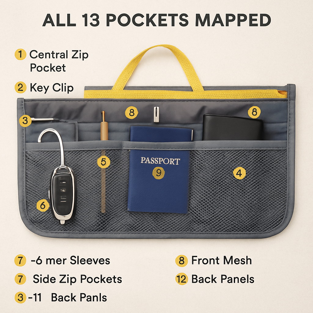 Handbag Organizer for Travel - Spacious Pockets