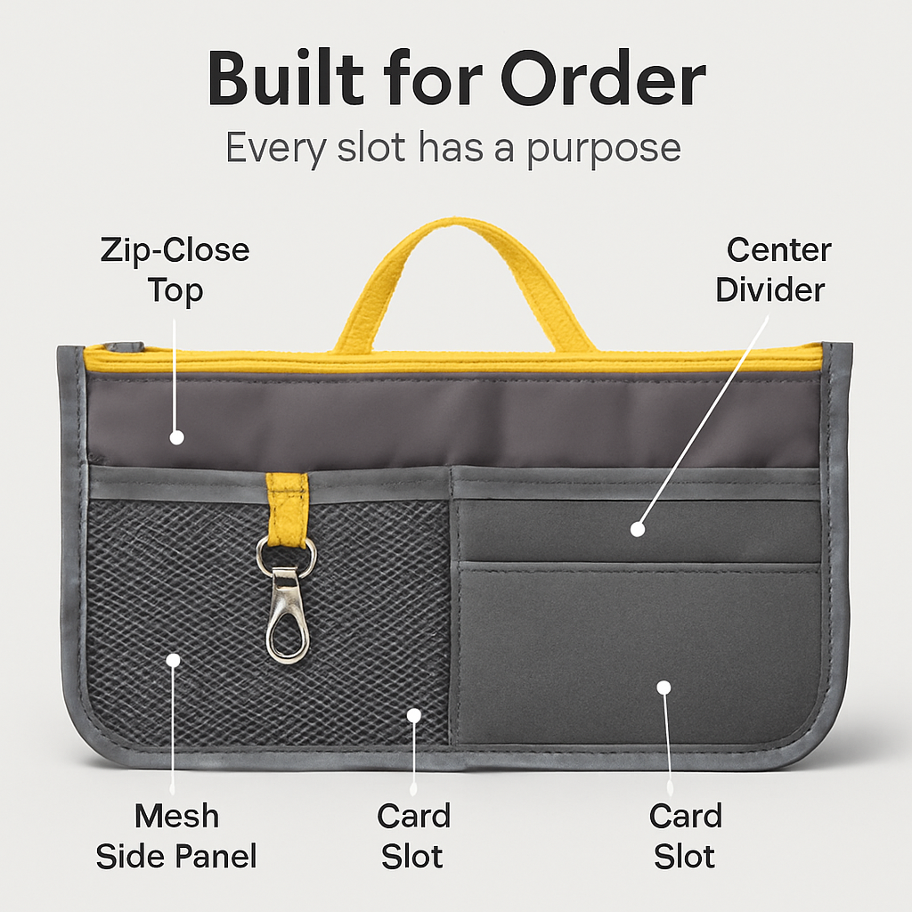 Handbag Organizer for Travel - Spacious Pockets