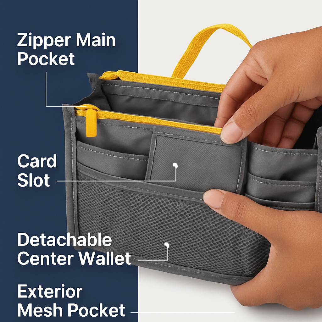 Handbag Organizer for Travel - Spacious Pockets