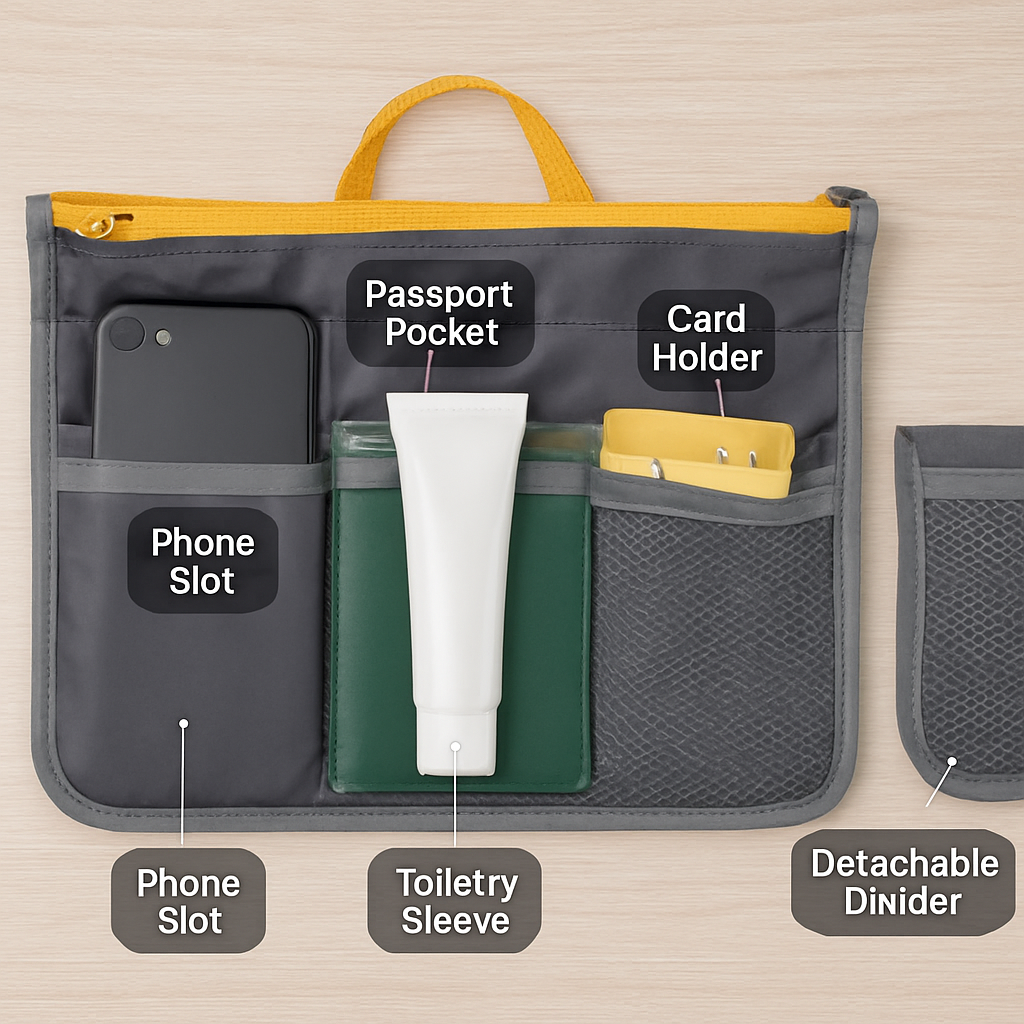 Handbag Organizer for Travel - Spacious Pockets