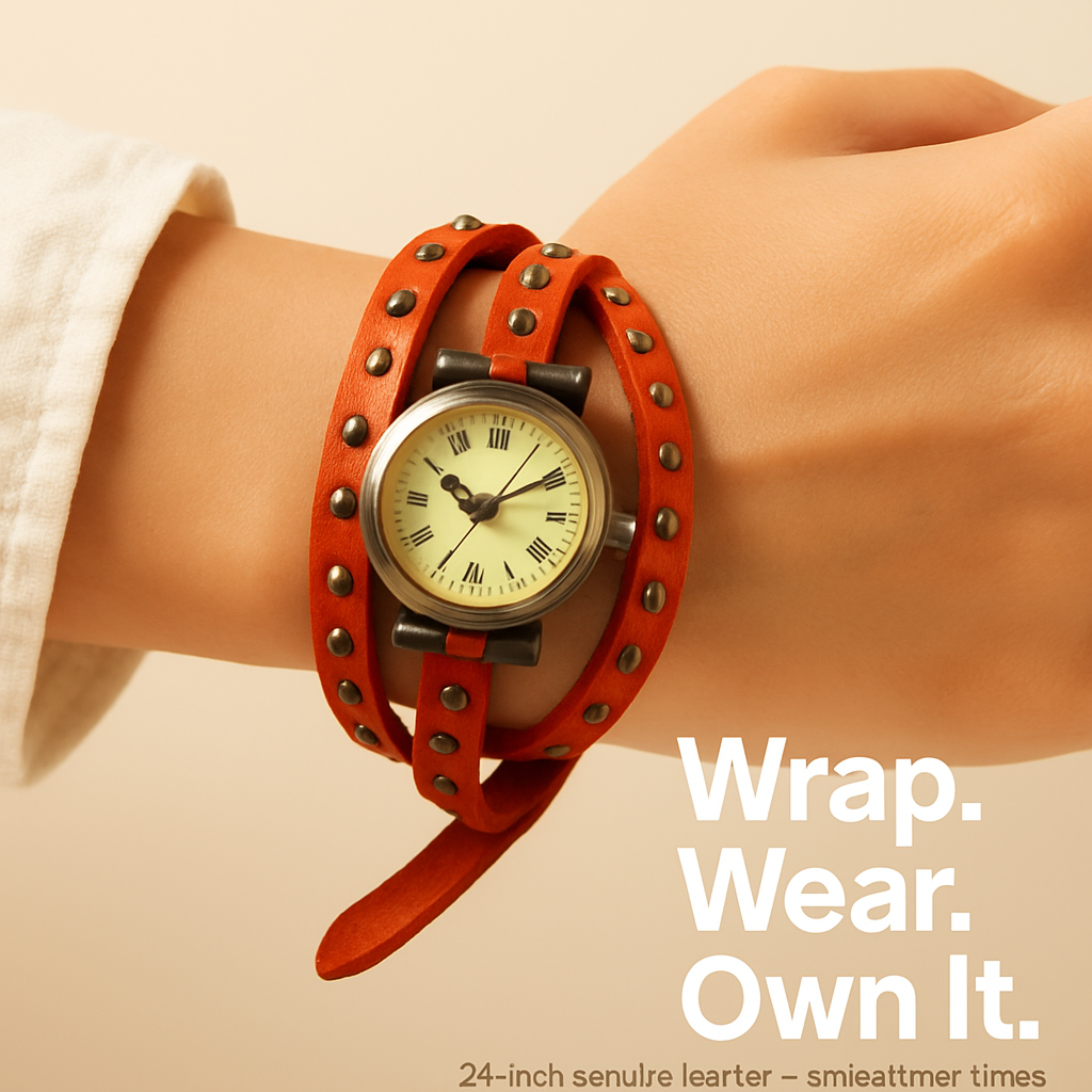 Rivet Leather Belt Retro Watch Hand Chain White