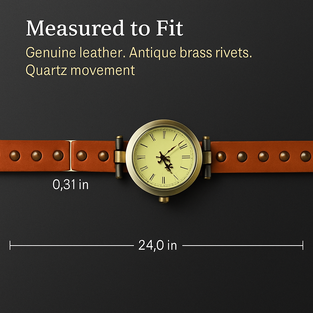 Rivet Leather Belt Retro Watch Hand Chain White