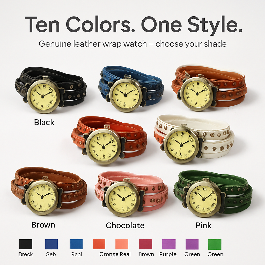 Rivet Leather Belt Retro Watch Hand Chain White