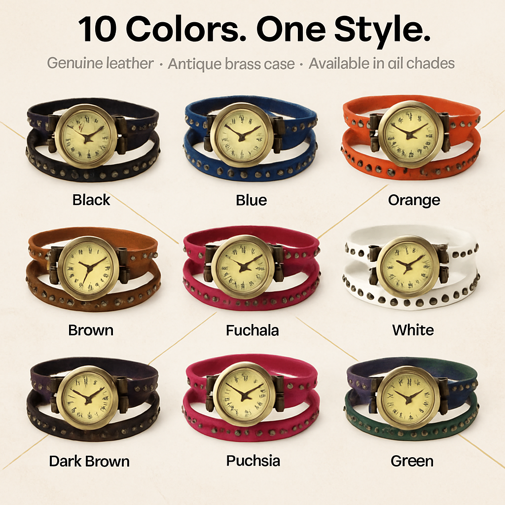 Rivet Leather Belt Retro Watch Hand Chain White