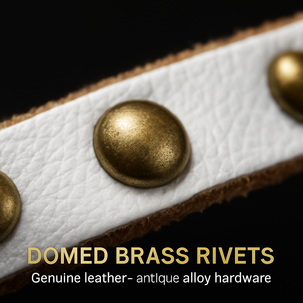 Rivet Leather Belt Retro Watch Hand Chain White
