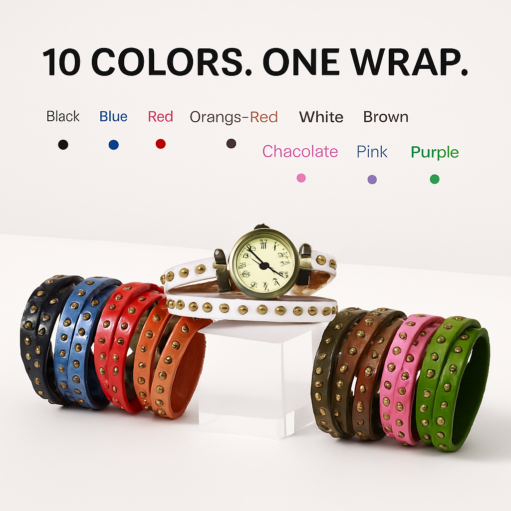 Rivet Leather Belt Retro Watch Hand Chain White
