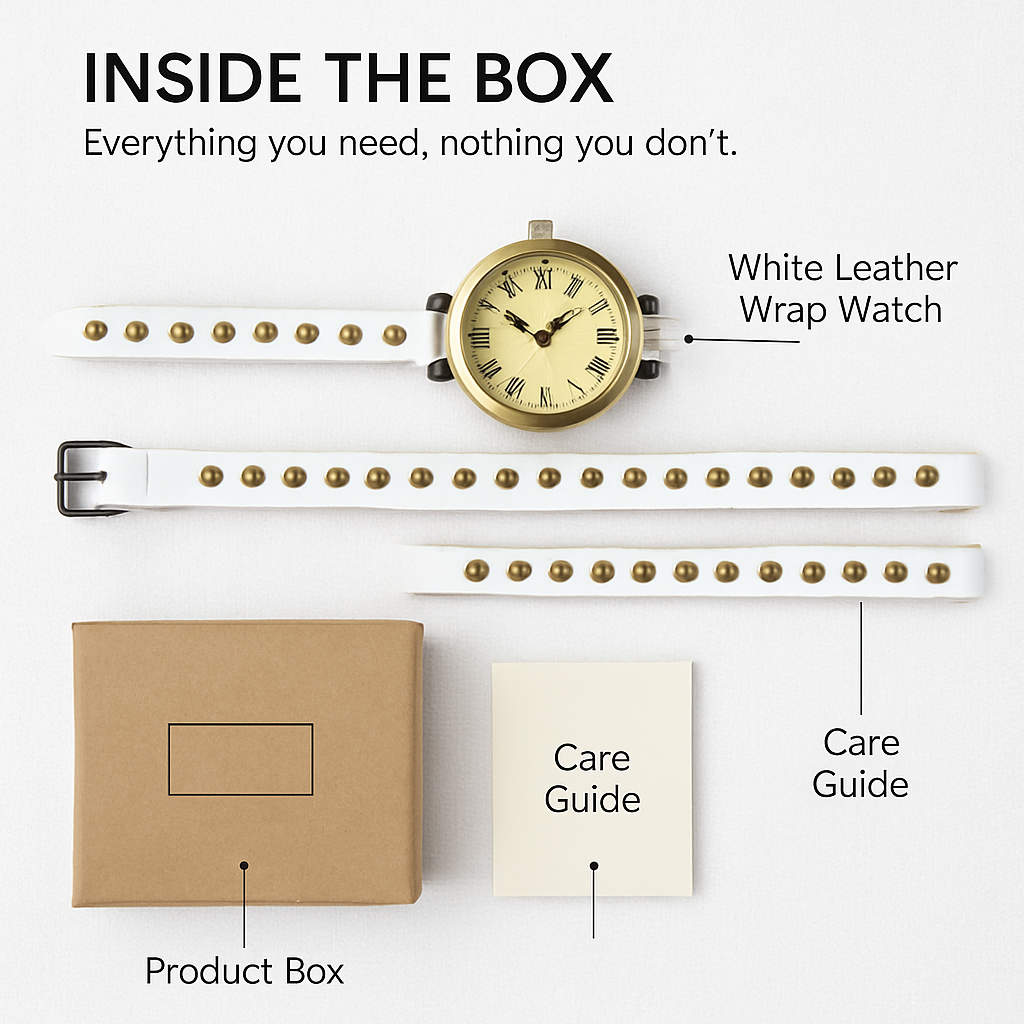 Rivet Leather Belt Retro Watch Hand Chain White