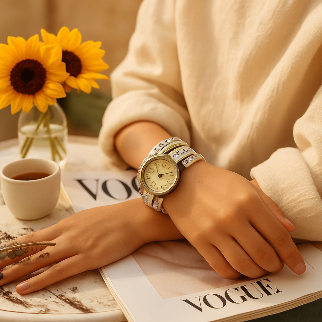 Rivet Leather Belt Retro Watch Hand Chain White