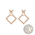 Geometric Gold Arrow and Hollow Square Stud Earrings