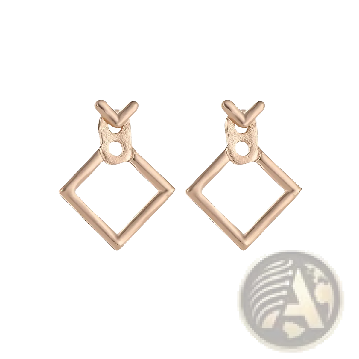 Geometric Gold Arrow and Hollow Square Stud Earrings