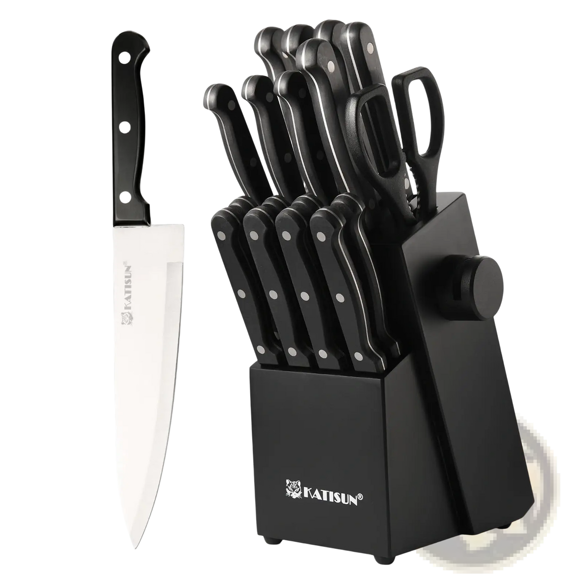 German Steel Knife Set 19 Piece with Sharpener Block