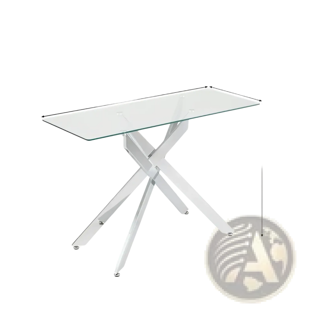 Glass Console Table 45 Inch Chrome x Base Entryway