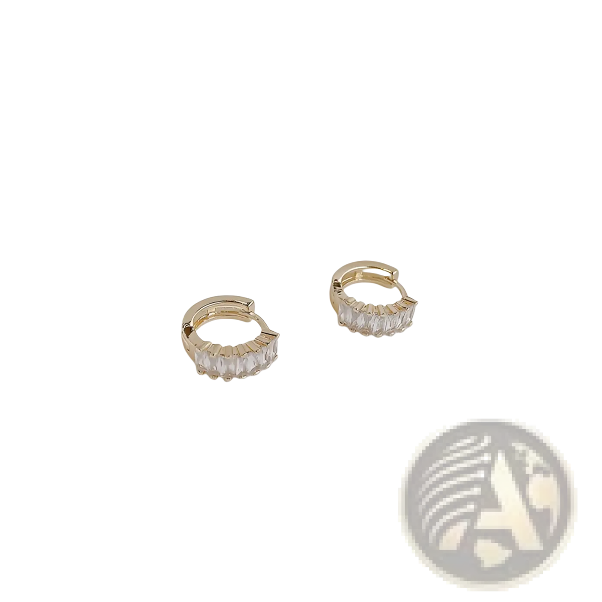 Gold Crystal Pave Rectangular Hoop Earrings