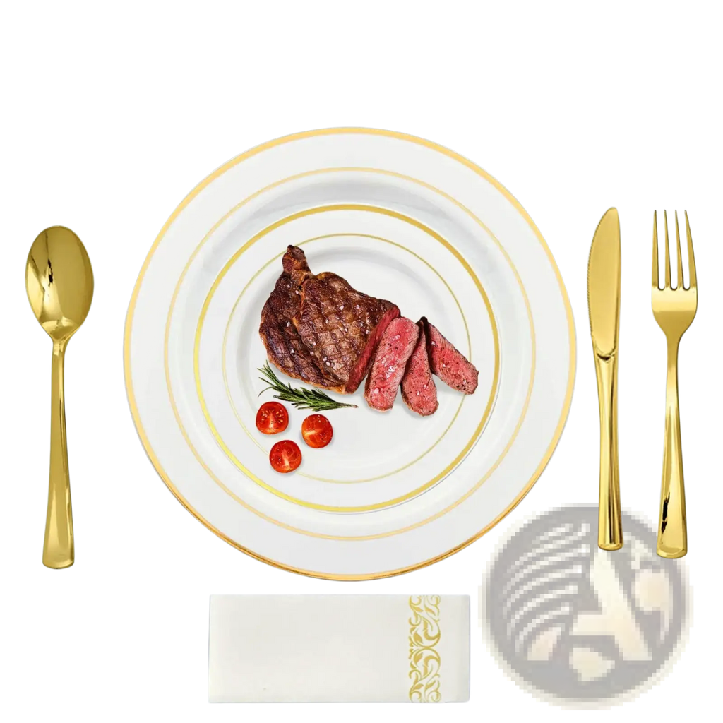 Gold Dinnerware Set 175pcs Disposable Service for 25