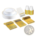 Gold Dinnerware Set 175pcs Disposable Service for 25