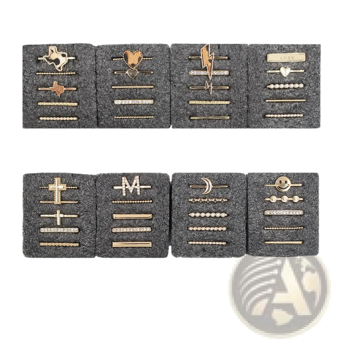 Gold Embellished Silicone Strap Decorative Ring Set