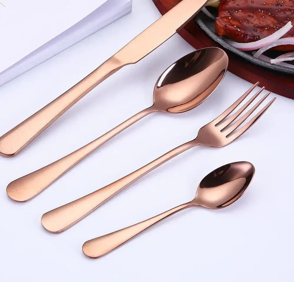 Luxury Gold-plated Stainless Steel Steak Cutlery Set
