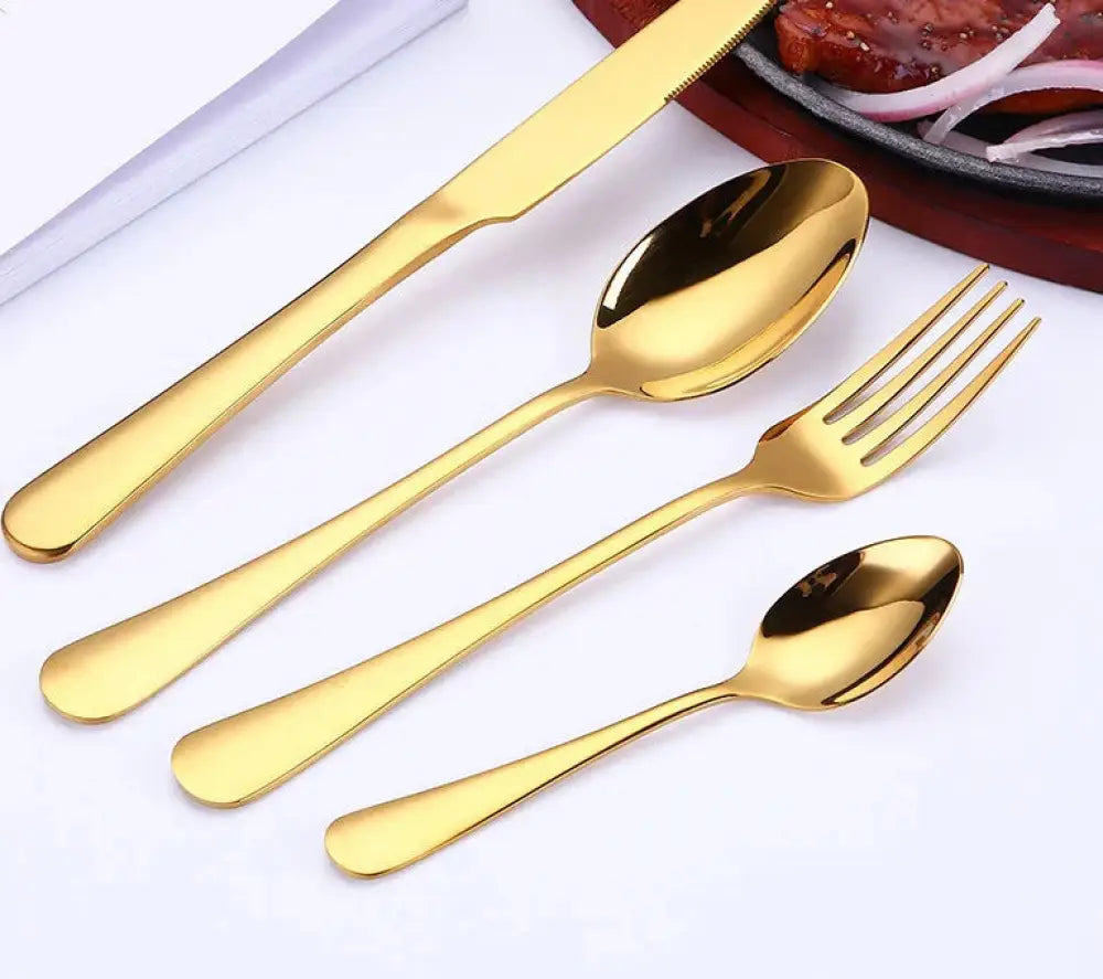 Luxury Gold-plated Stainless Steel Steak Cutlery Set