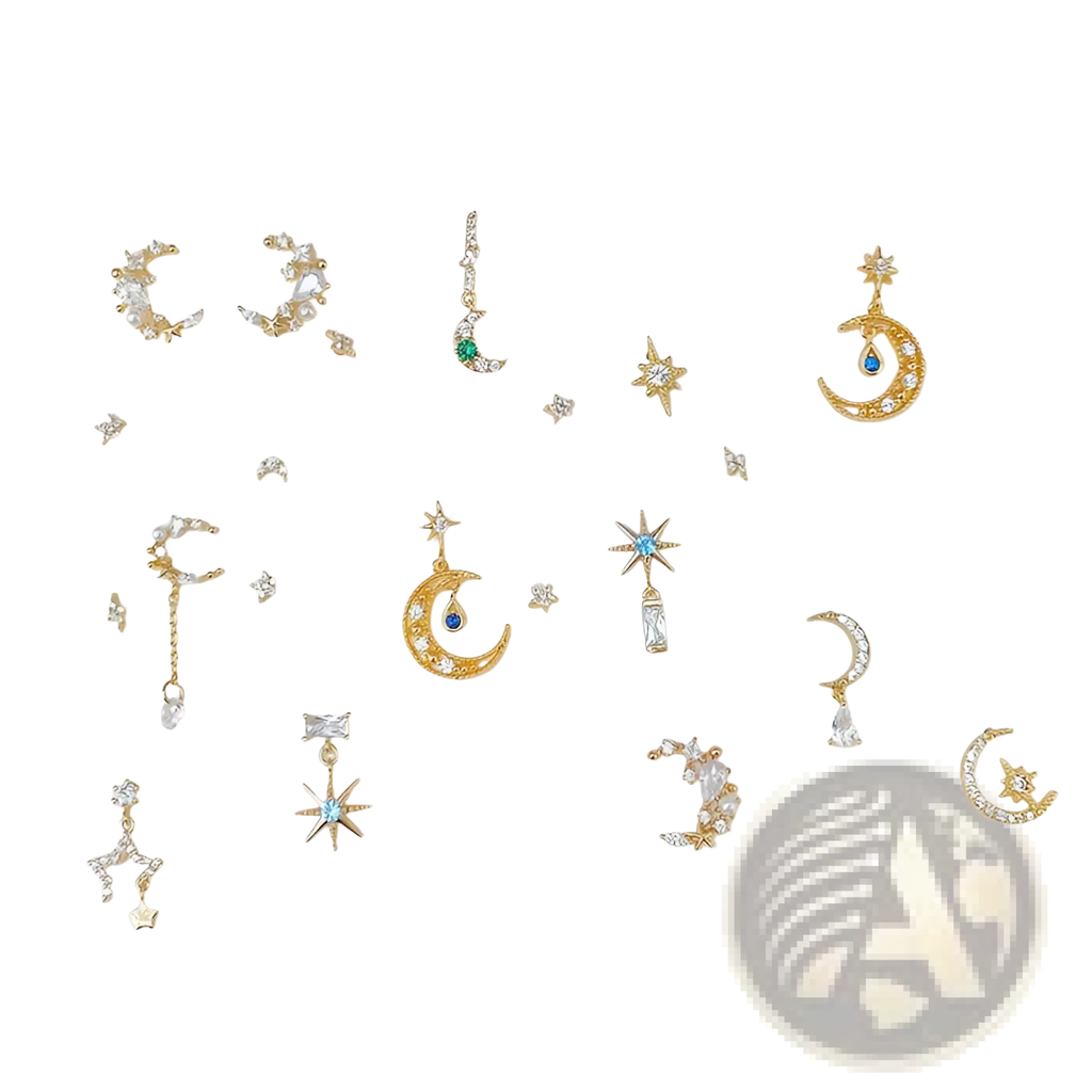 Gold Star and Moon Butterfly Earring and Cuff Set