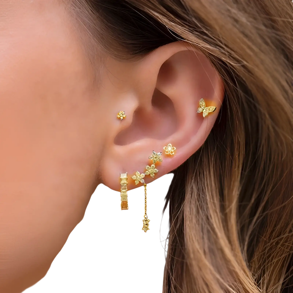 Gold Star and Moon Butterfly Earring and Cuff Set