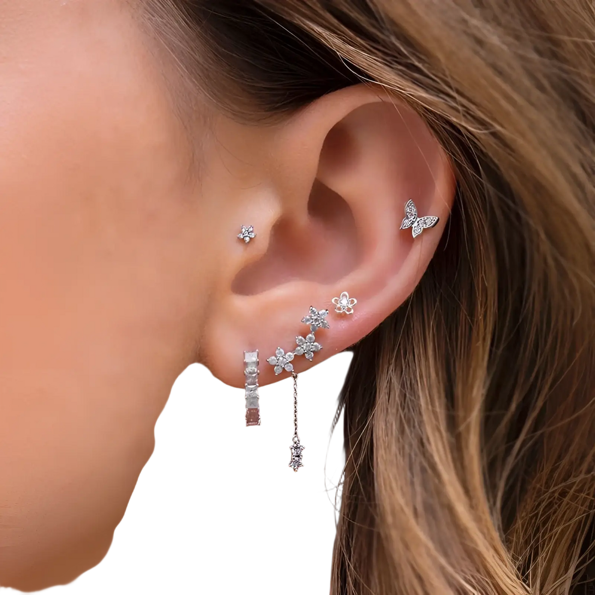 Gold Star and Moon Butterfly Earring and Cuff Set
