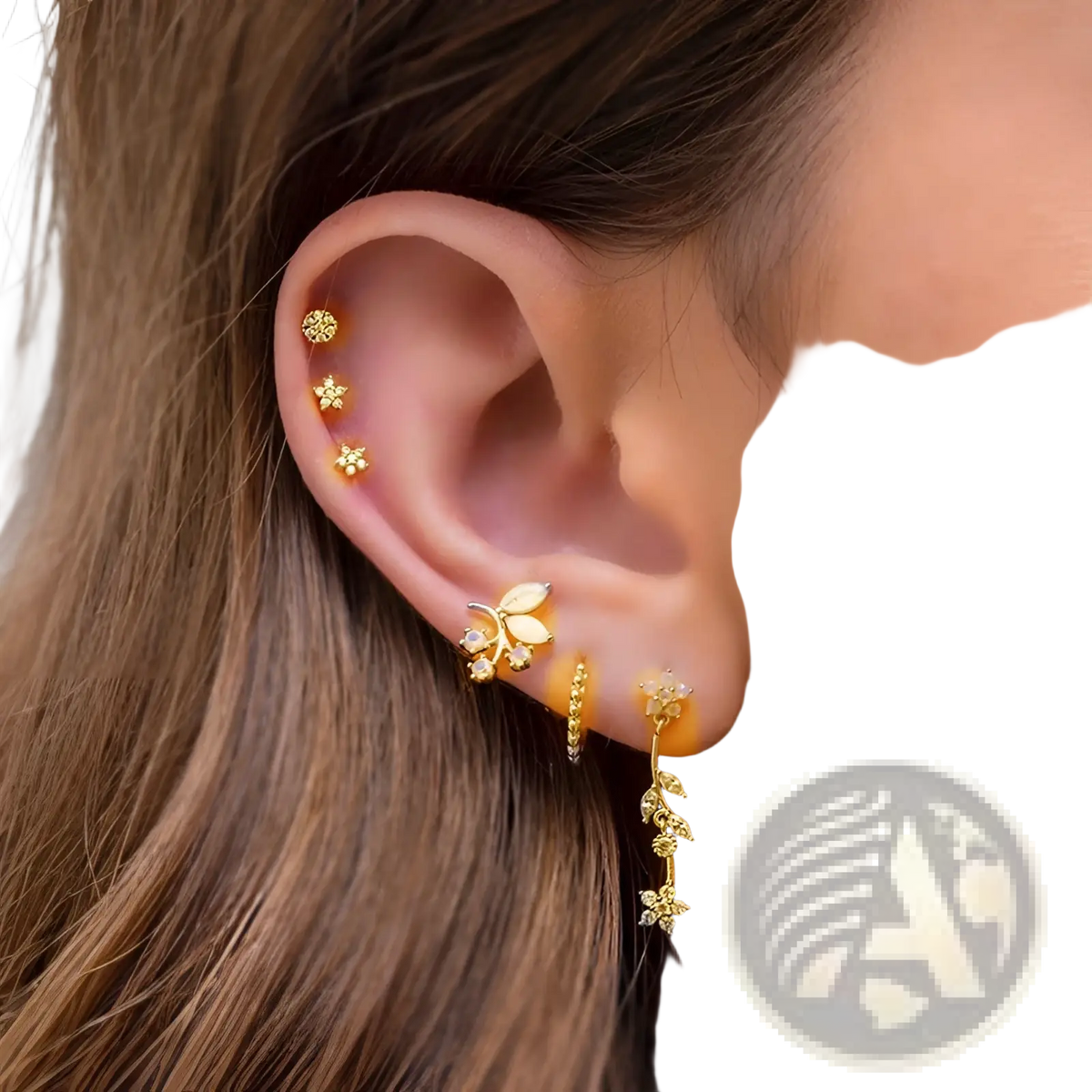 Gold Star and Moon Butterfly Earring and Cuff Set