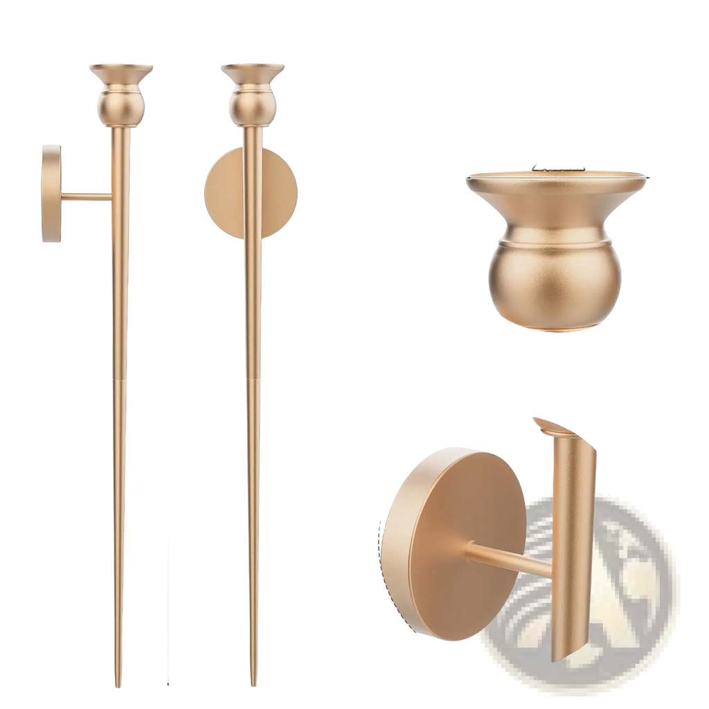 Gold Wall Sconce with Battery Operated Candle 33 Inch