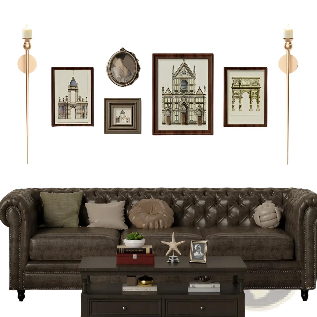 Gold Wall Sconce with Battery Operated Candle 33 Inch
