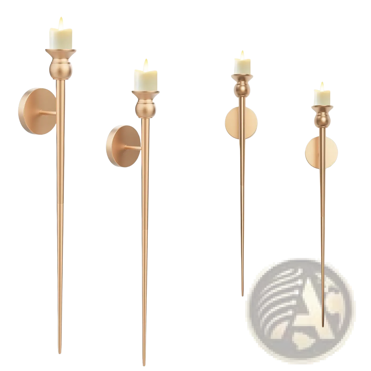Gold Wall Sconce with Battery Operated Candle 33 Inch