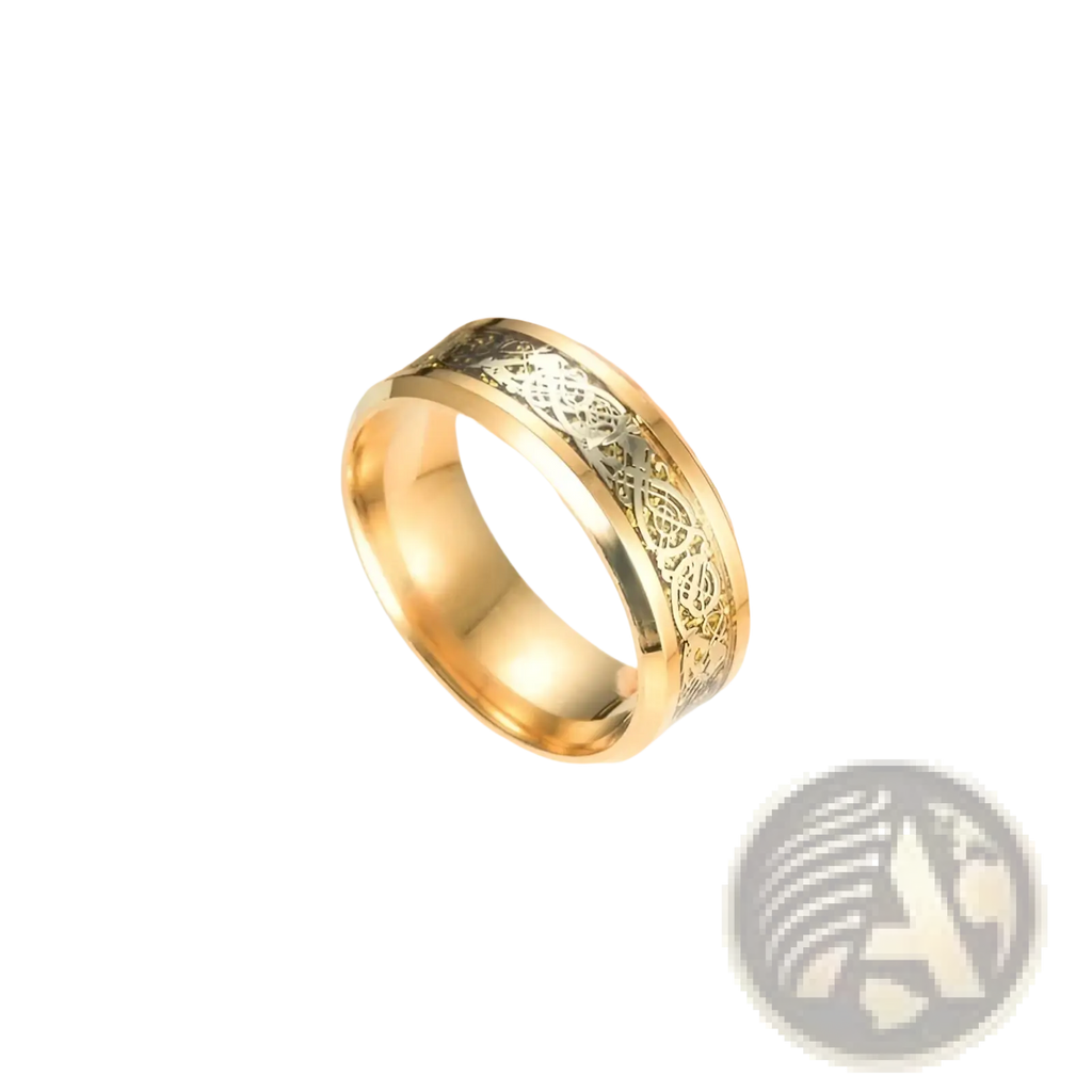 Gold Zircon Inlaid Stainless Steel Couple Ring Set