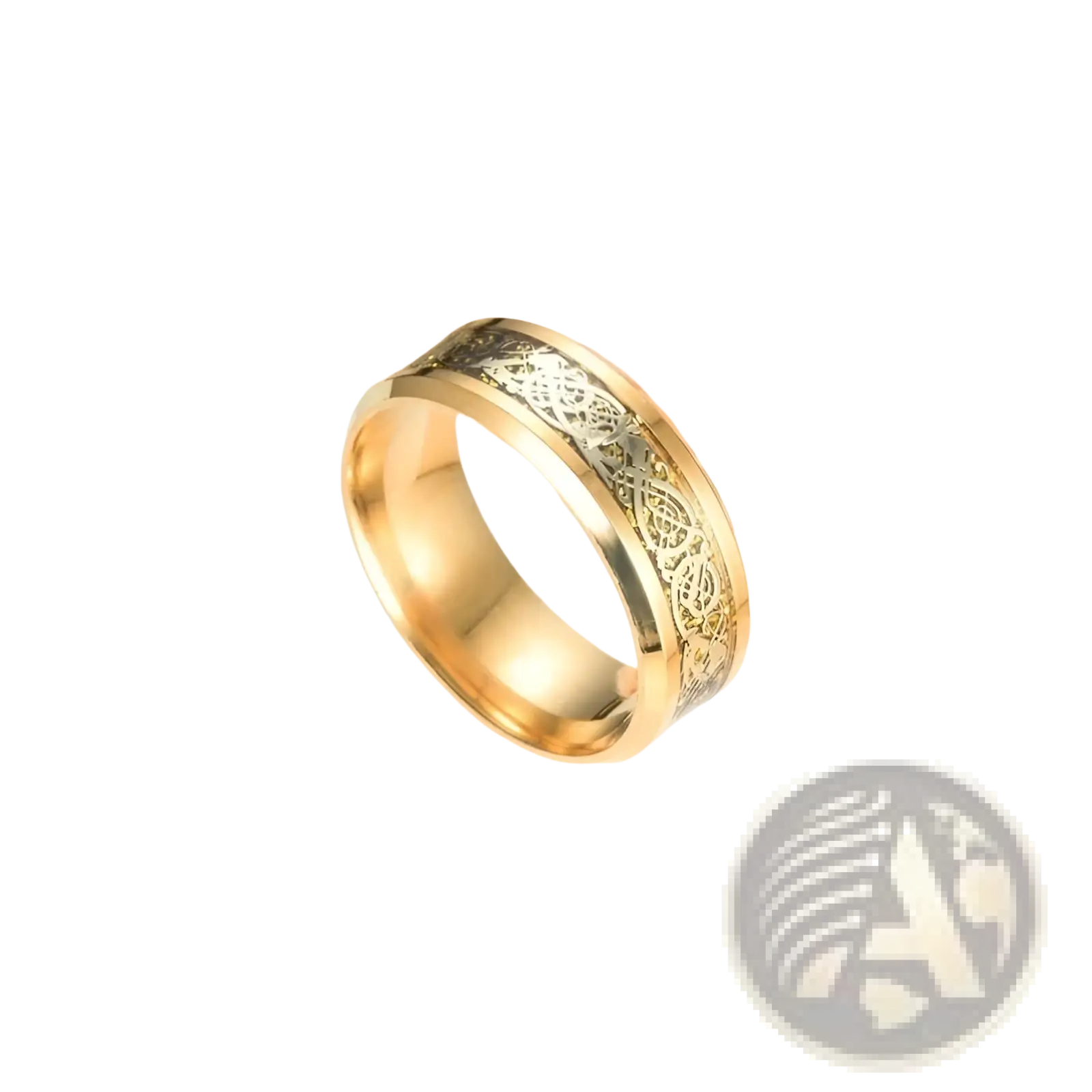 Gold Zircon Inlaid Stainless Steel Couple Ring Set
