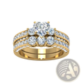 Gold Zircon Inlaid Stainless Steel Couple Ring Set