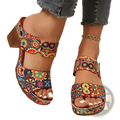 Graffiti High Heel Slide Sandals with Buckle