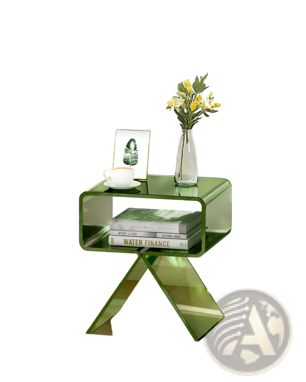 Green Acrylic Nightstand Modern 2-tier Side Table
