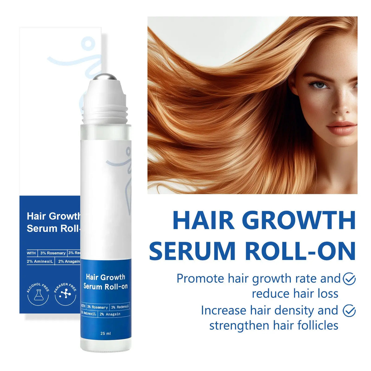 Hair Growth Serum Roll-on for Scalp and Frizzy Hair Care